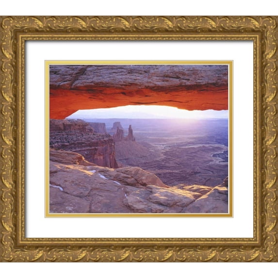 Talbot Frank, Christopher 23x20 Gold Ornate Wood Framed with Double Matting Museum Art Print Titled - UT, Canyonlands NP Sandstone formations, sunrise