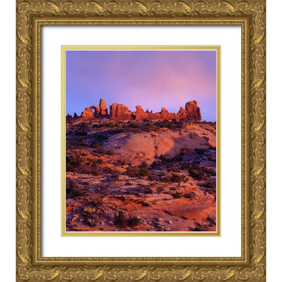 Talbot Frank, Christopher 26x31 Gold Ornate Wood Framed with Double Matting Museum Art Print Titled - USA, Utah Arches NP Arches at sunset