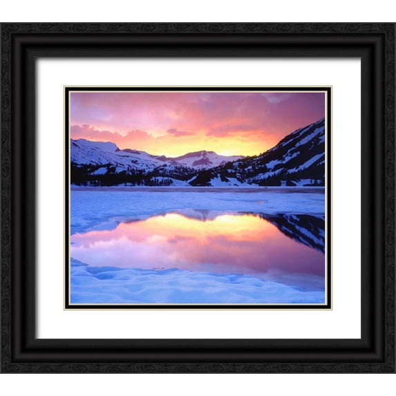 Talbot Frank, Christopher 31x26 Black Ornate Wood Framed with Double Matting Museum Art Print Titled - California, Ellery Lake at Sunset