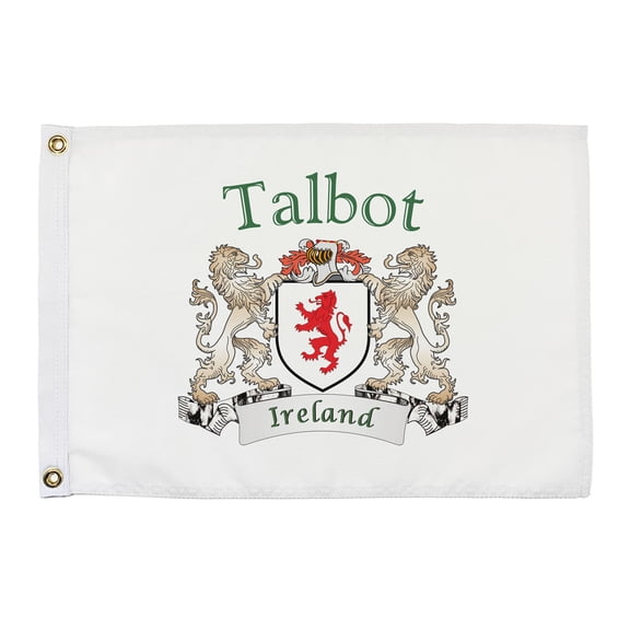 Talbot Irish Coat of Arms Small White Flag - 16"x10.5" inches