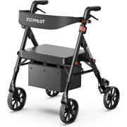 The Tale Maker Rollator Walkers with Seat for Seniors, Reinforced Aluminum Frame & Height Adjustable, 8" Rubber Wheels for All Terrain, Max 500 lbs Foldable Rolling Walker