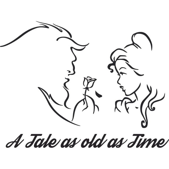 Tale As Old As Time Beauty and Beast Customized Wall Decal - Custom Vinyl Wall Art - Personalized Name - Baby Girls Boys Kids Bedroom Wall Decal Room Decor Wall Stickers Decoration Size (40x40 inch)