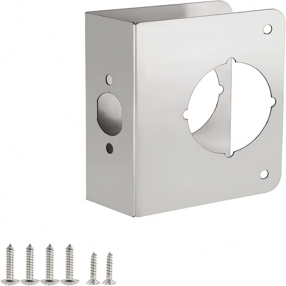 Taleno Stainless Steel Door Reinforcement Plate for 1-3/4 Inch Doors, 2-3/8 Backset Security Lock Cover, Heavy Duty Knob and Deadbolt Reinforcer for Wood or Metal Entryway Repair