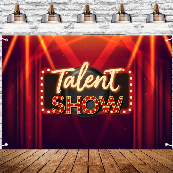 Talent Show Backdrop Banner Theater Stage Red Curtain with Spotlight Background for Kids Performance, Birthday Party, Magic Show, School Play, Family Photo Booth Decor 72x43 Inch