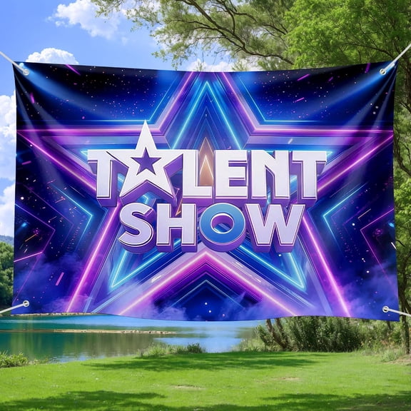Talent Show Stage Backdrop Glitter Stars and Glow Spotlight Design for Kids Dance Performance, Singing Contest, Magic Show, Birthday Party Photo Booth Background 98x65 Inch