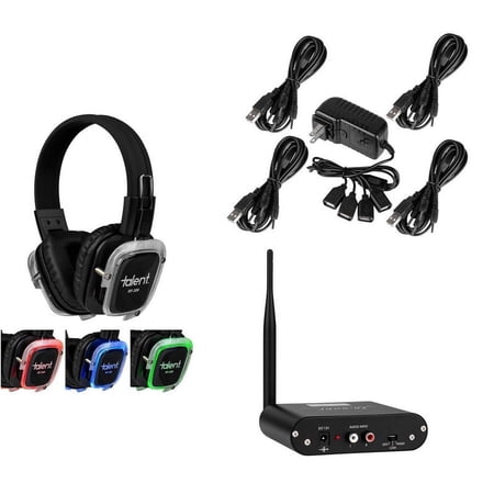 Talent Silent Disco Bundle with 5 Headphones and 1 Transmitter