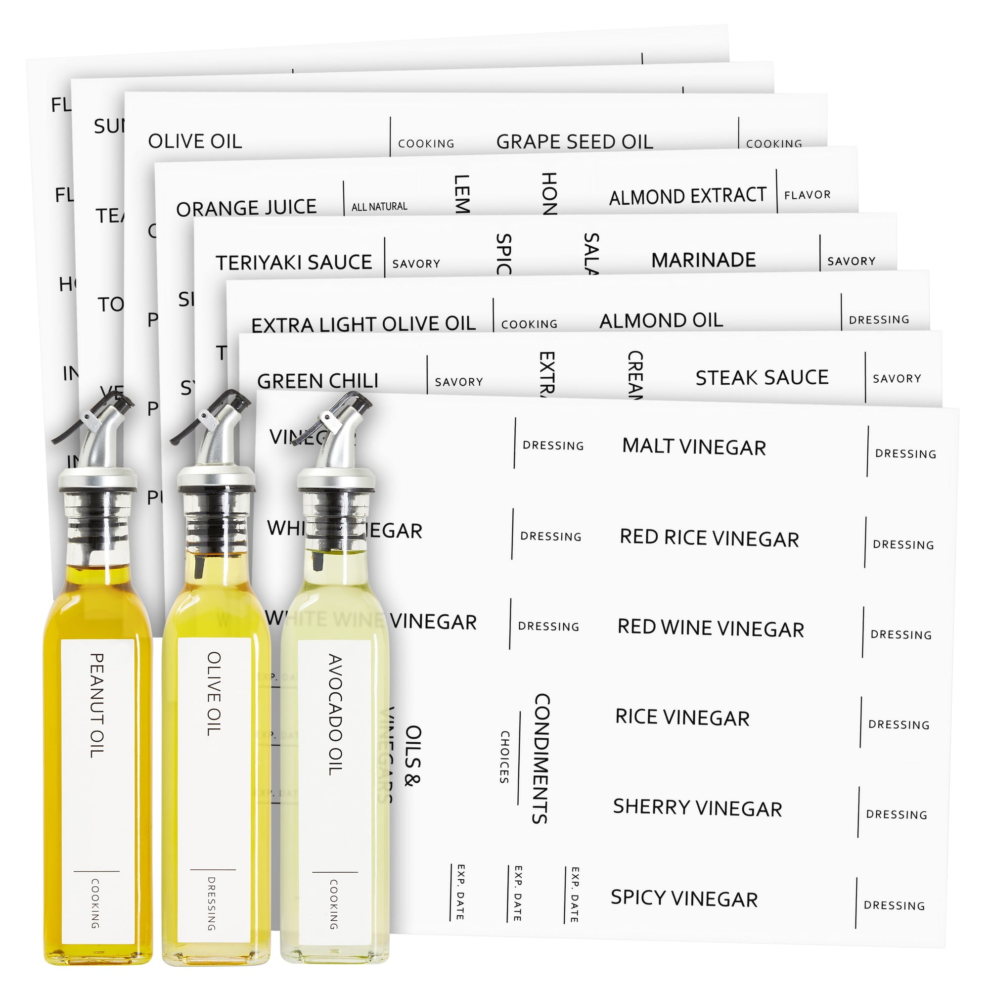 Talented Kitchen 132 Preprinted Minimalist Oil Labels for Bottles