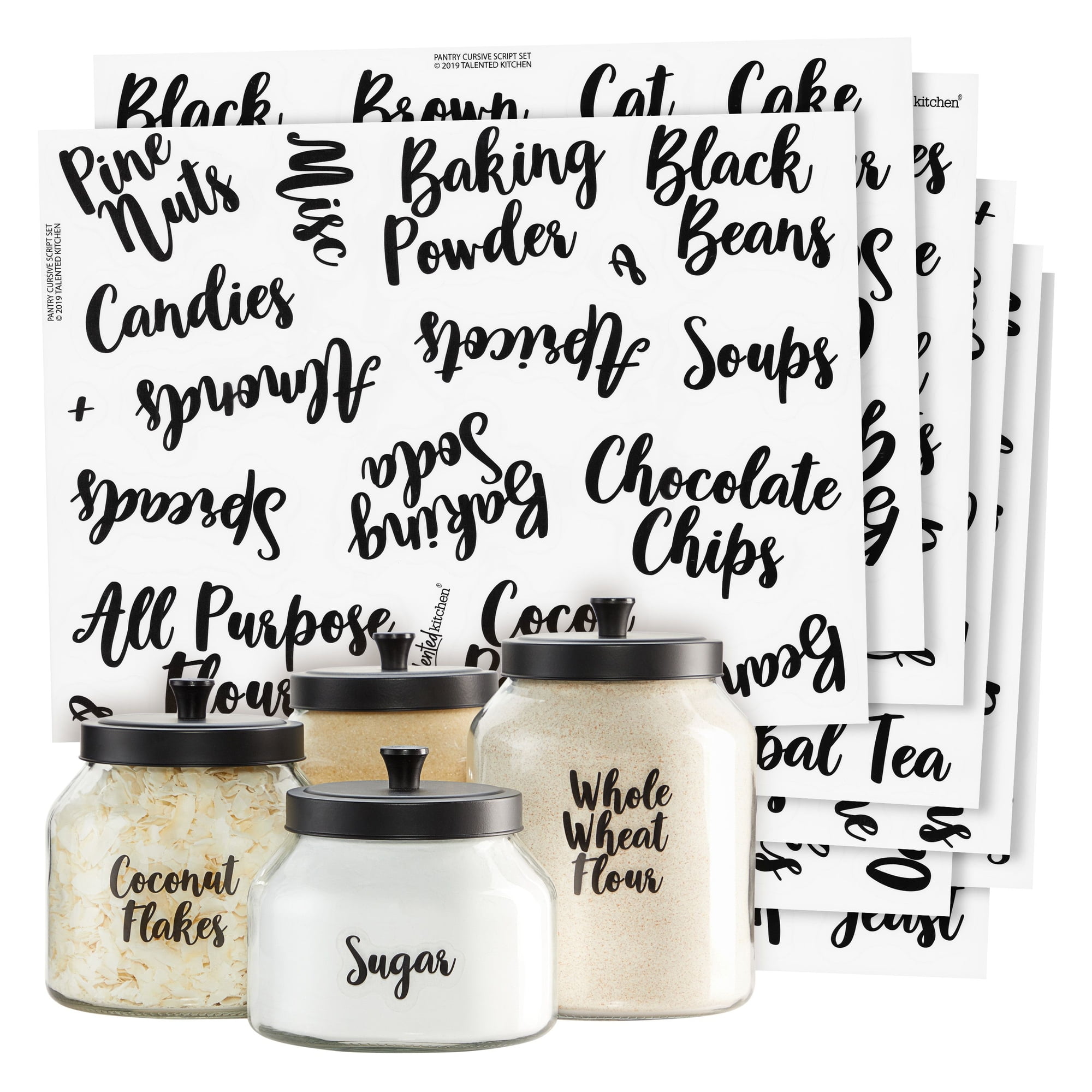 Flour and Sugar 1 each vinyl decal stickers for kitchen container jars