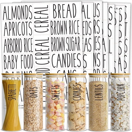 Talented Kitchen Kitchen Adhesive Labels - Waterproof Labels for Storage Bins - Pantry & Jar Stickers for Spices - Pack of 136, 2 x 3 in, Black Text on Clear Vinyl