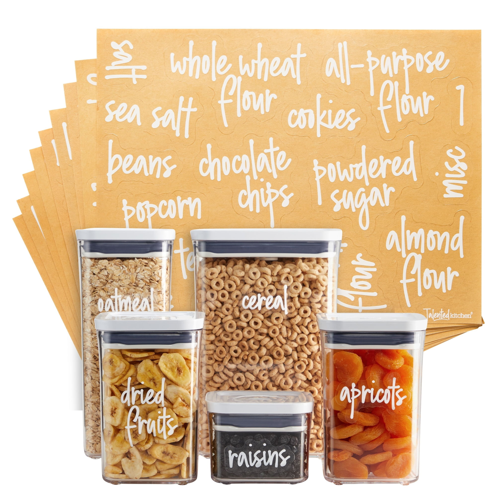 Permanent Labels for Food Containers, Labels for OXO Containers, Storage  and Organization Labels, Script Labels for Dry Goods Containers 