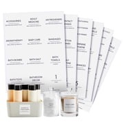 Talented Kitchen Minimalist Bathroom Labels for Organizing - 174 Labels, 2.5" x 2.5" & 2.5" x 0.75", Black on White - Stickers for Jars & Bottles - Water-Resistant for Medicine Cabinet