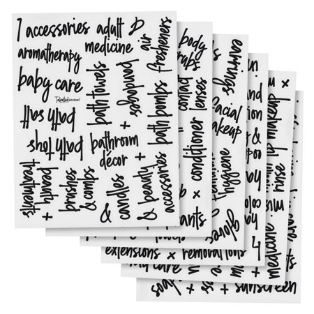Talented Kitchen 192 Preprinted Bathroom Labels for Containers - Black Script Stickers for Organizer Bins, Bath, Beauty Canisters, and Makeup Storage Organization (Water Resistant)