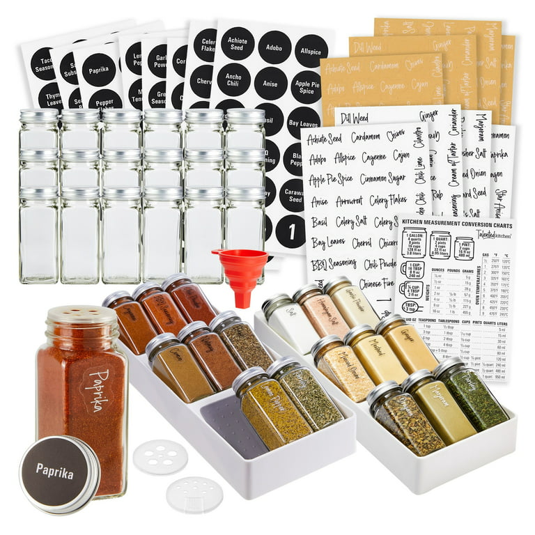 Talented Kitchen 8 Pack Large Glass Spice Bottles with 239