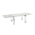 thumbnail image 1 of Modern Astor Stainless Steel Extendable Xl Motorized Dining Table in White, 1 of 5