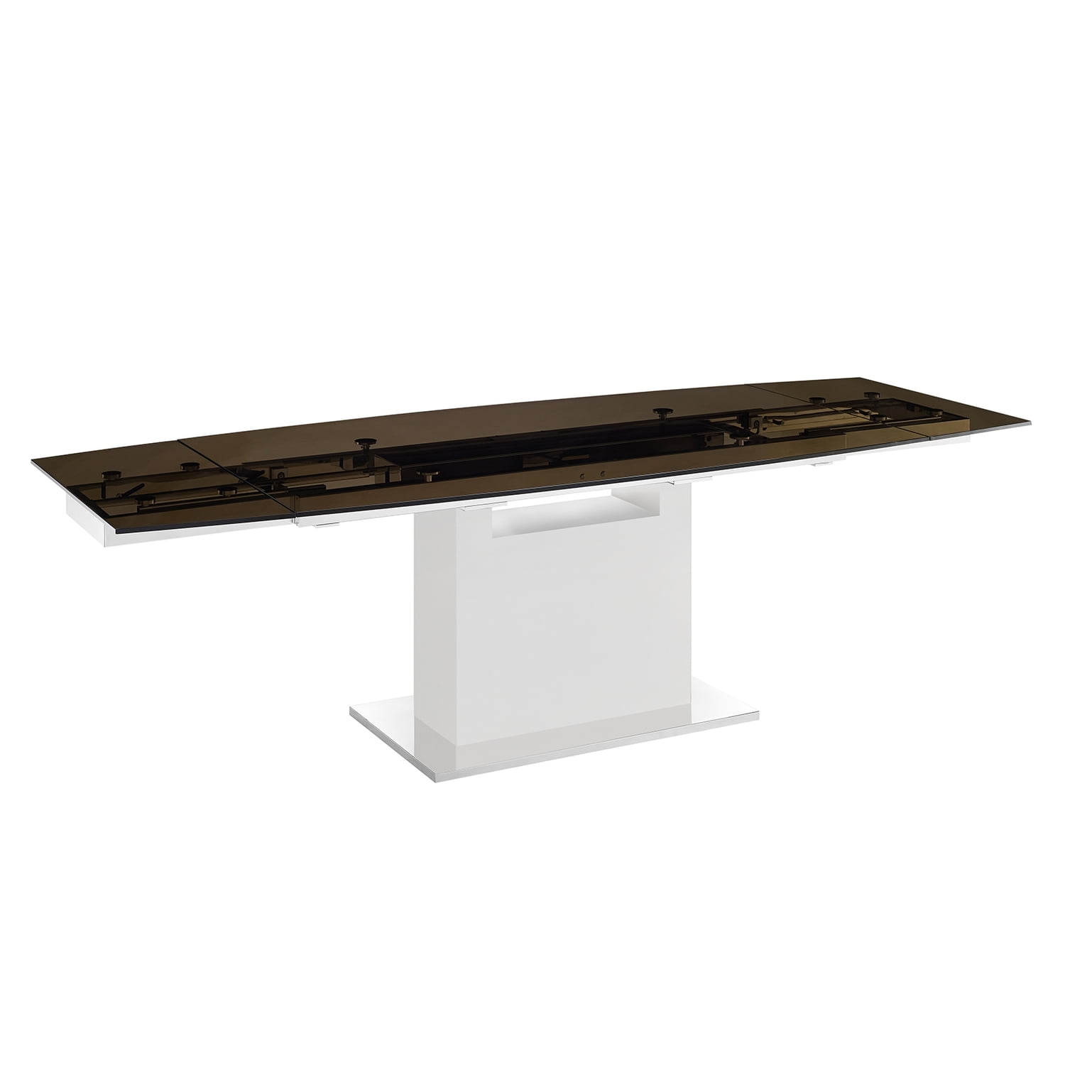 Olivia Extendable Glass-Top Dining Table with White Lacquer Base