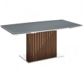 thumbnail image 1 of Talenticasa TC-MFIX08WALGRY Moon Glass & Veneer Non-Extendable Frame Dining Table, Gray & Walnut, 1 of 1