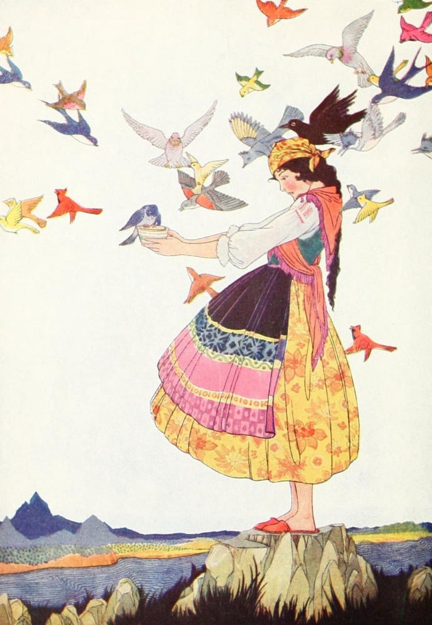 Tales of Enchantment 1920 All the birds in the world Canvas Art - Maud & Miska Petersham (18 x 24)