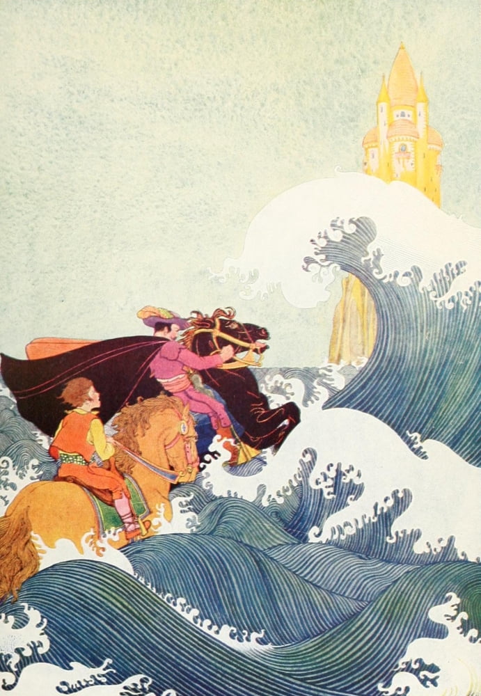 Tales of Enchantment 1920 Castle high up on the rocks Canvas Art - Maud & Miska Petersham (18 x 24)
