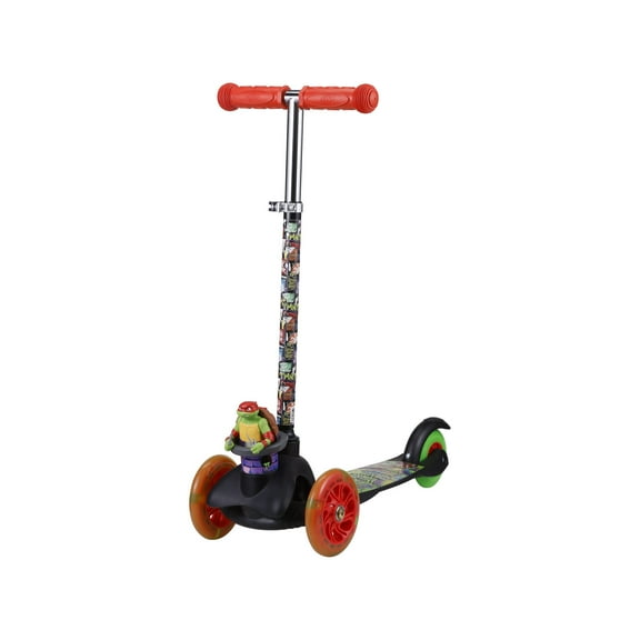 Teenage Mutant Ninja Turtles Ride-N-Glide Buddies 3D Toddler Scooter, 3 Wheel Kick Scooter for Kids Ages 3+, Raphael, Red