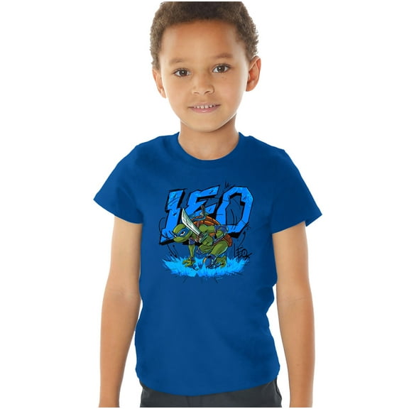 Tales of the Teenage Mutant Ninja Turtles Leo Groundbreaking Kids T Shirt (2) for Toddler Boys and Girls, Royal