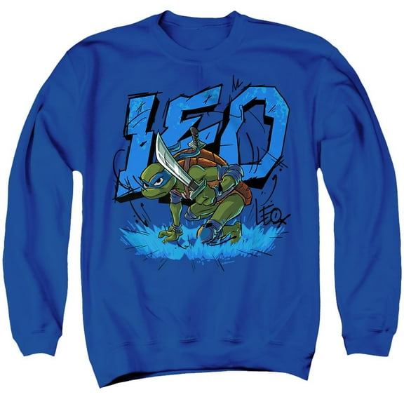 Tales of the Teenage Mutant Ninja Turtles Leo Groundbreaking Unisex Adult Crewneck Sweatshirt, Royal, X-Large