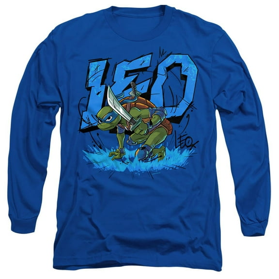 Tales of the Teenage Mutant Ninja Turtles Leo Groundbreaking Unisex Adult Long-Sleeve T Shirt, Royal, Large