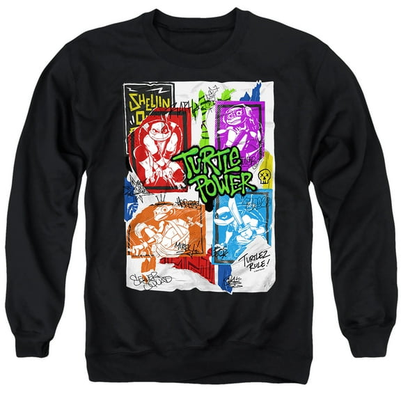 Tales of the Teenage Mutant Ninja Turtles Lino Posters Unisex Adult Crewneck Sweatshirt, Black, Small