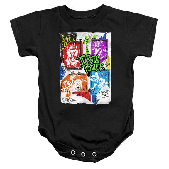 Tales of the Teenage Mutant Ninja Turtles Lino Posters Unisex Infant Snap Suit for Baby, Black, Large