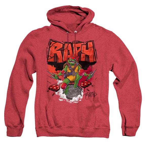 Tales of the Teenage Mutant Ninja Turtles Raph Sewer Unisex Adult Pull-Over Heather Hoodie, Red Heather, 3X-Large