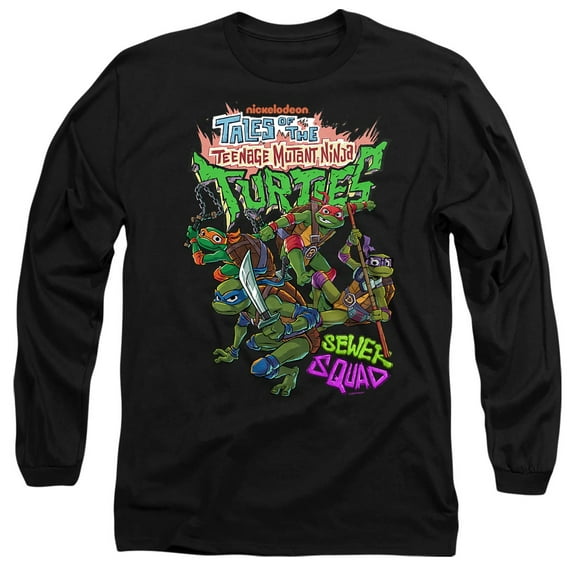 Tales of the Teenage Mutant Ninja Turtles Sewer Squad Unisex Adult Long-Sleeve T Shirt, Black, Large