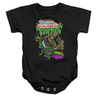 Tales of the Teenage Mutant Ninja Turtles Sewer Squad Unisex Infant Snap Suit for Baby, Black, Large
