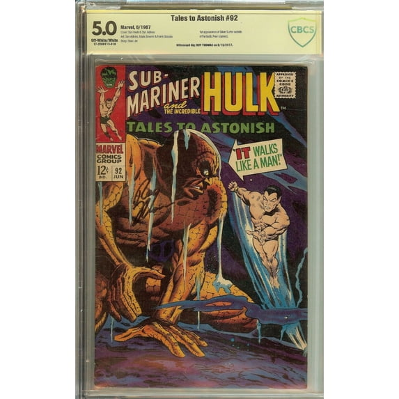 Tales to Astonish #92 CBCS 5.0 Signed Roy Thomas Hulk Sub-Mariner
