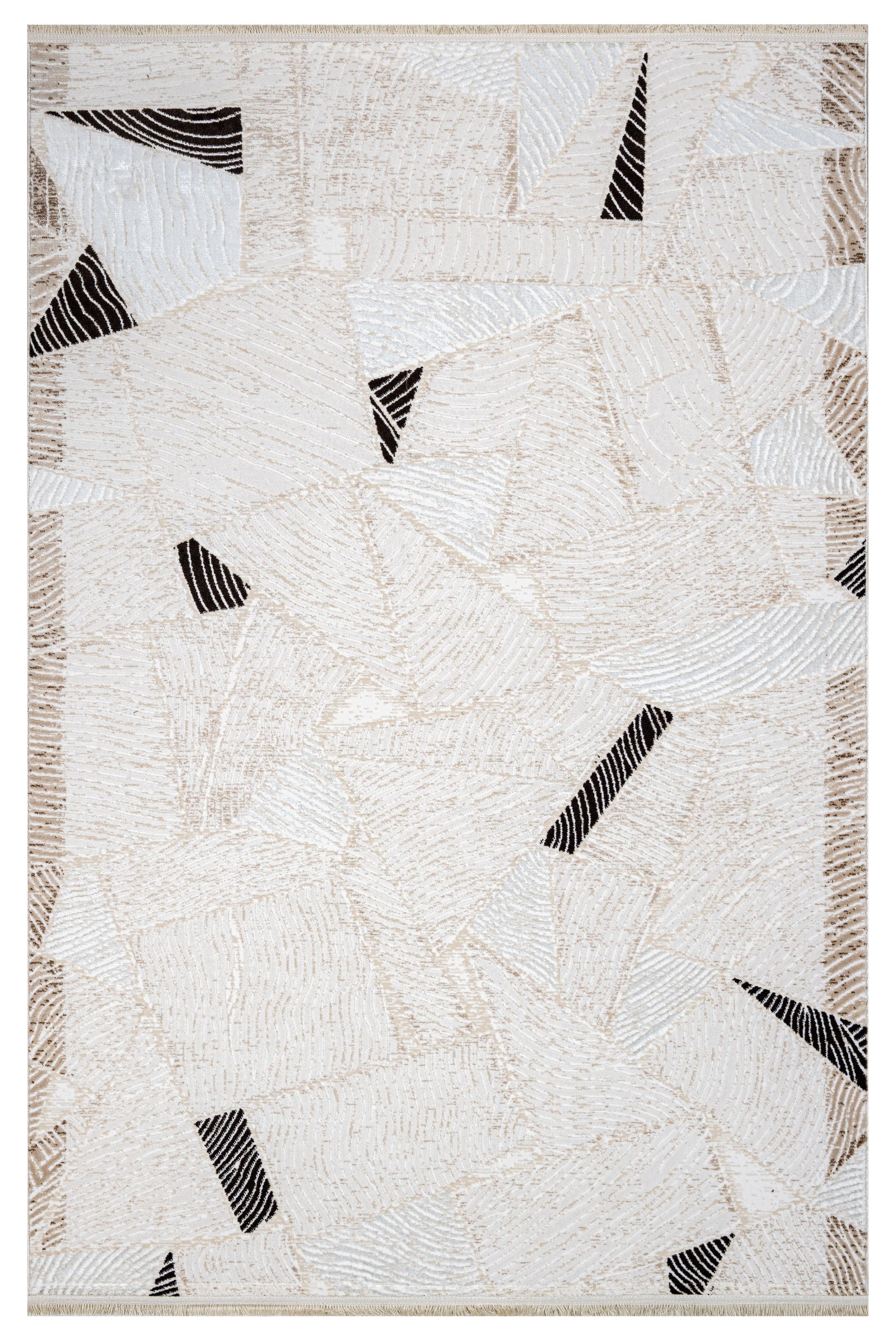 Talia Cream Geometric Acrylic Area Rugs for Living Room Jacquard ...