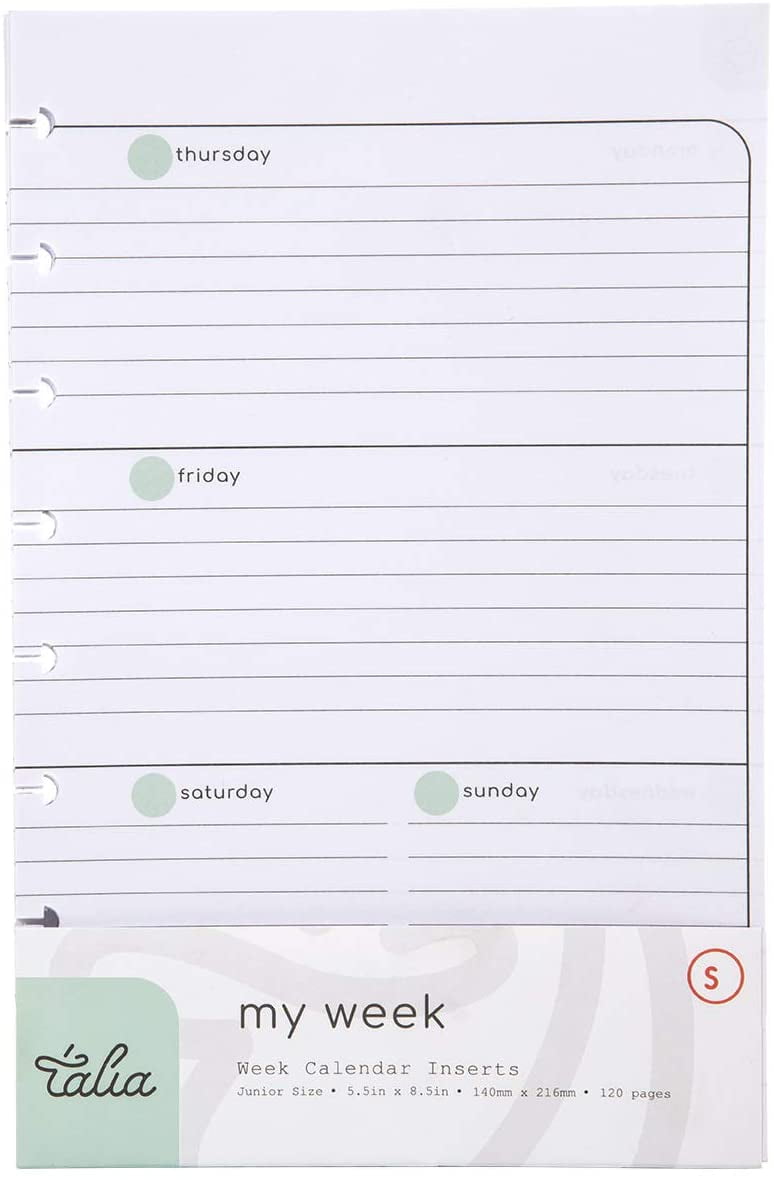 Talia Discbound Notebook Refills (Junior (5.5in x 8.5in), Horizontal ...
