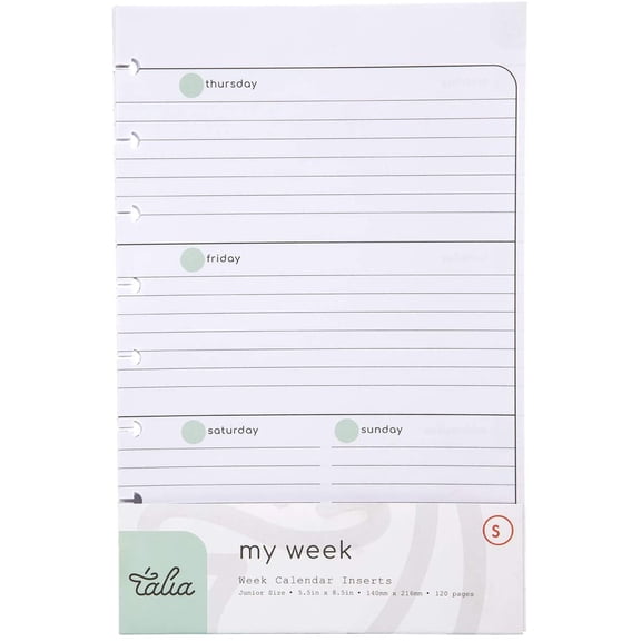 Talia Discbound Notebook Refills (Junior (5.5in x 8.5in), Horizontal Undated Layout) (6526)