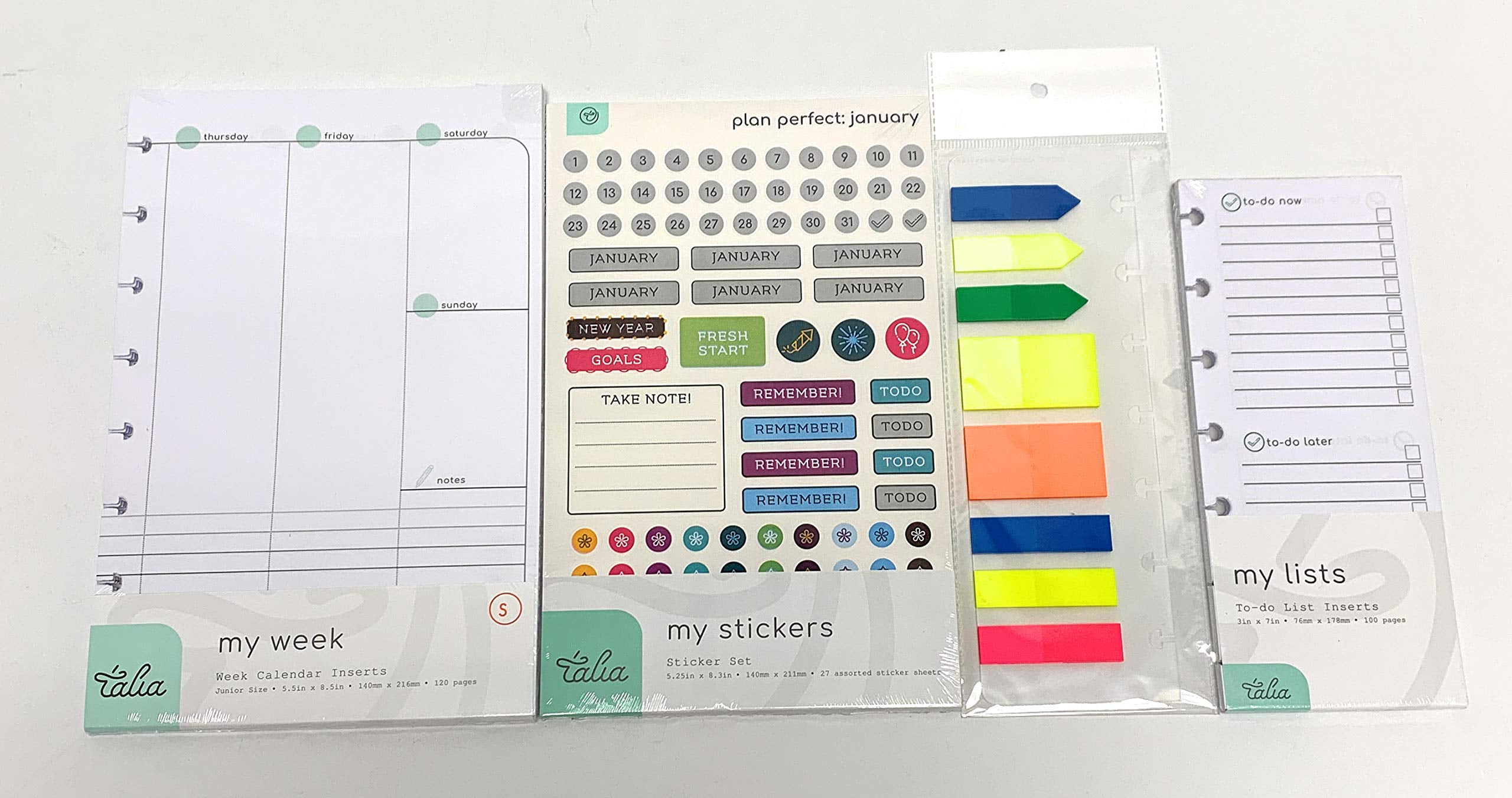 Talia Discbound Notebook Refills (Junior (5.5in x 8.5in), Weekly