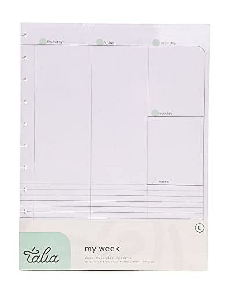 Talia Discbound Notebook Refills (Letter (8.5in x 11in), Weekly Undated