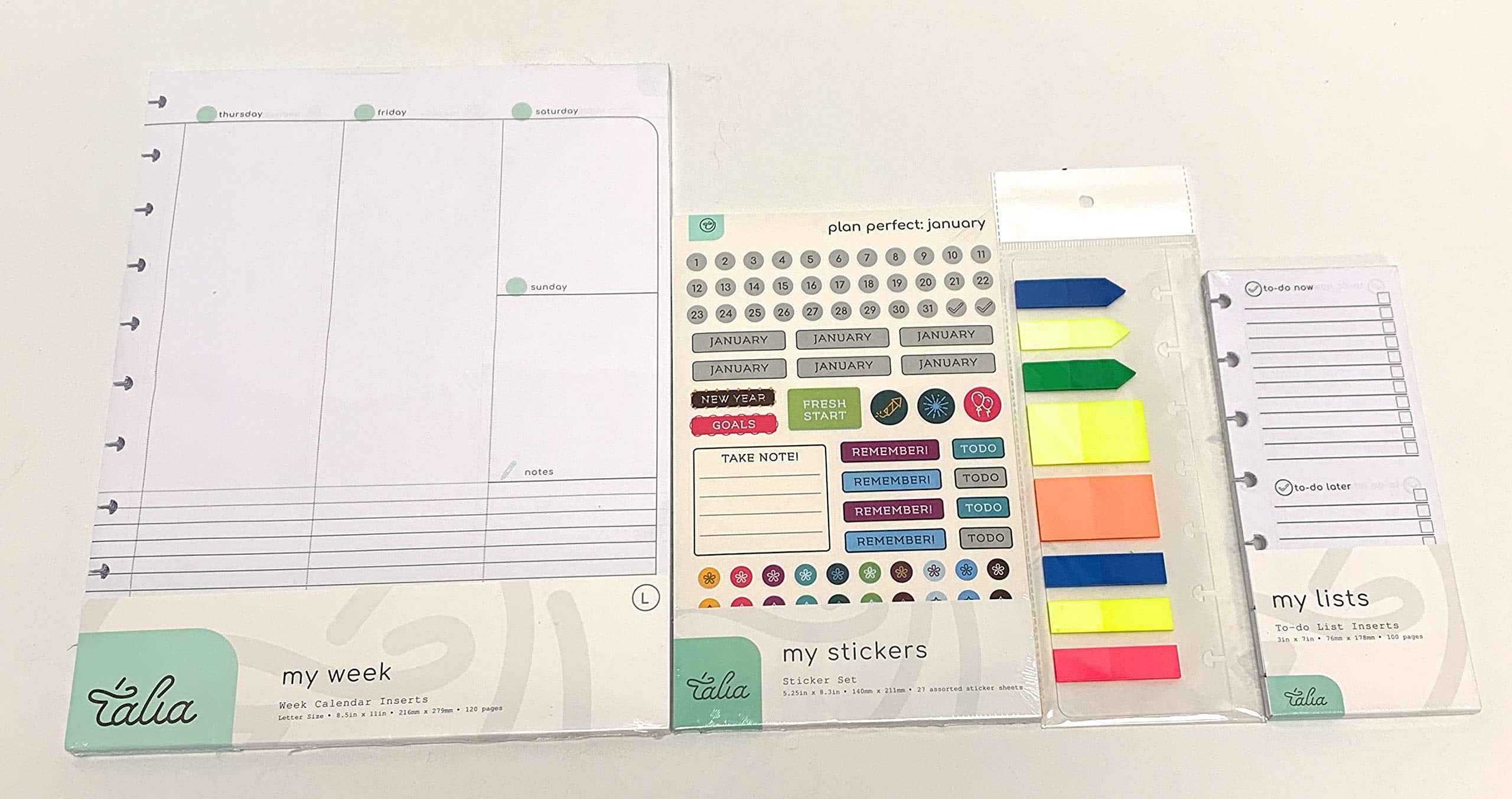 Talia Discbound Notebook Refills (Letter (8.5in x 11in), Weekly Undated