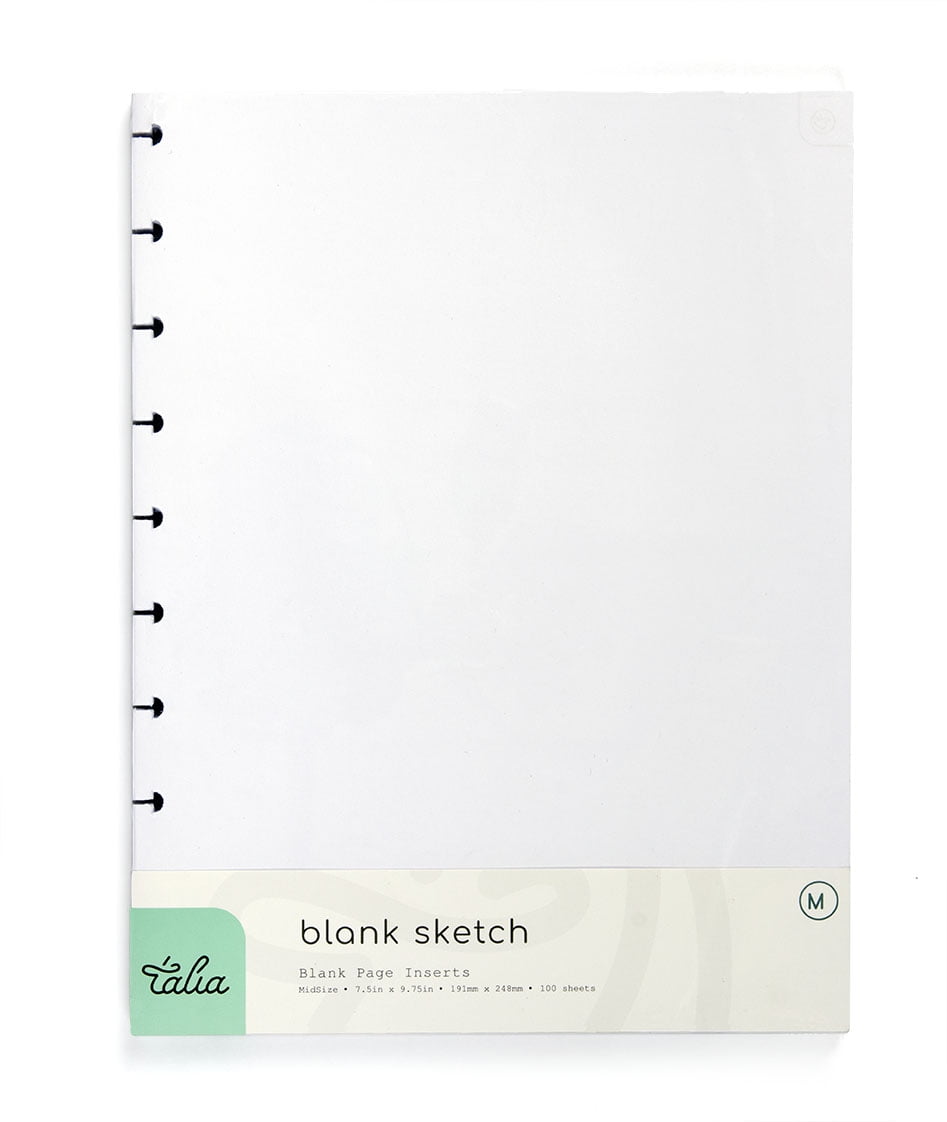 Talia Discbound Notebook Refills (Midsize (7.5in x 9.75in), Blank Pages