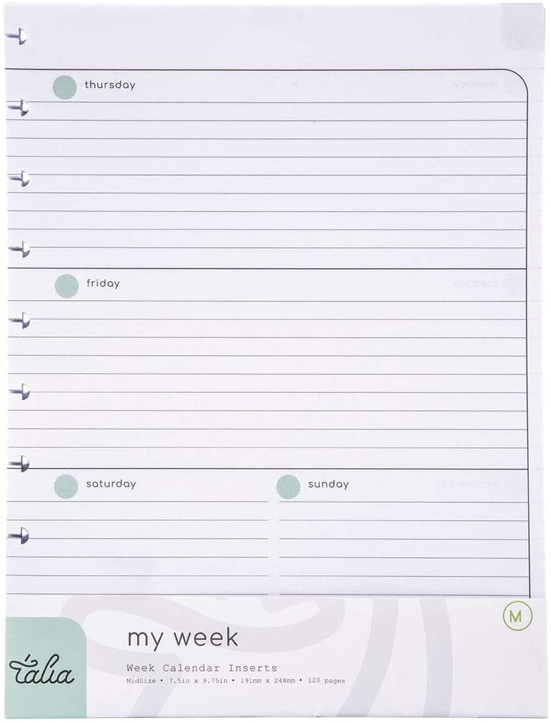 Talia Discbound Notebook Refills (Midsize (7.5in x 9.75in), Horizontal ...