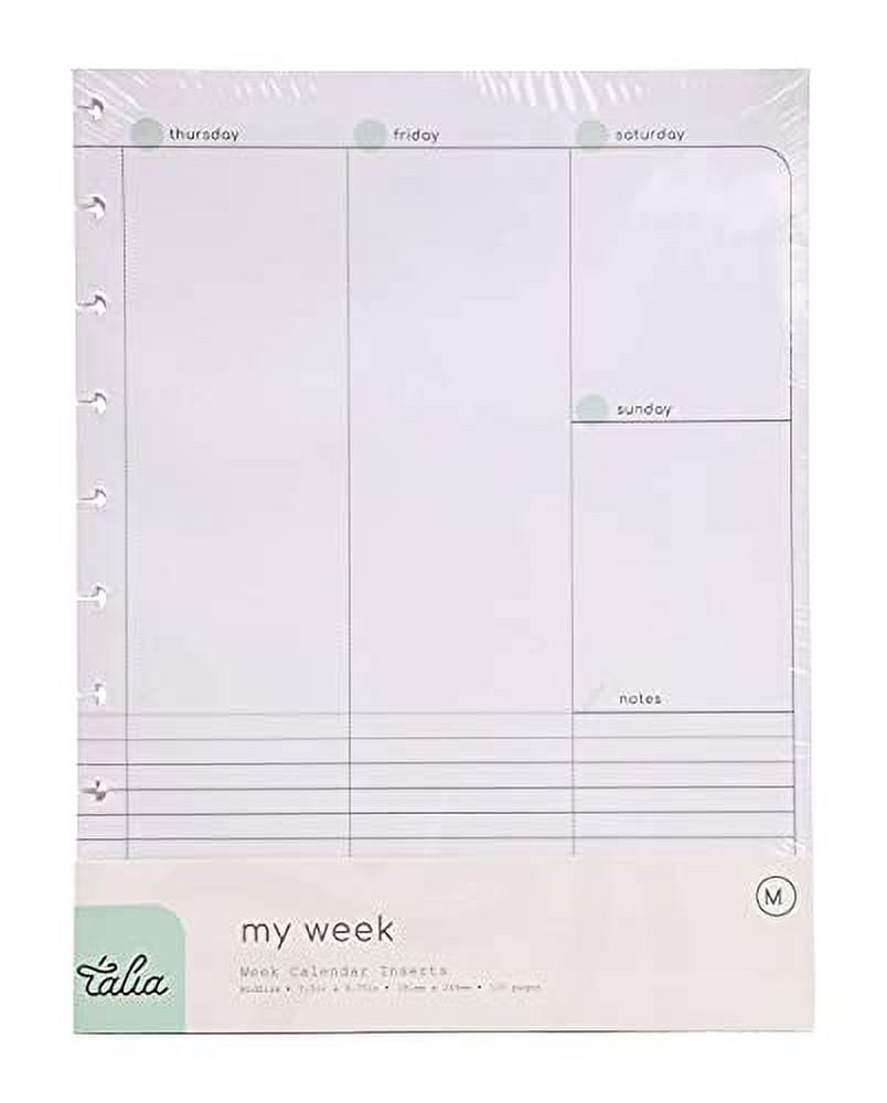 Talia Discbound Notebook Refills (Midsize (7.5in x 9.75in), Weekly
