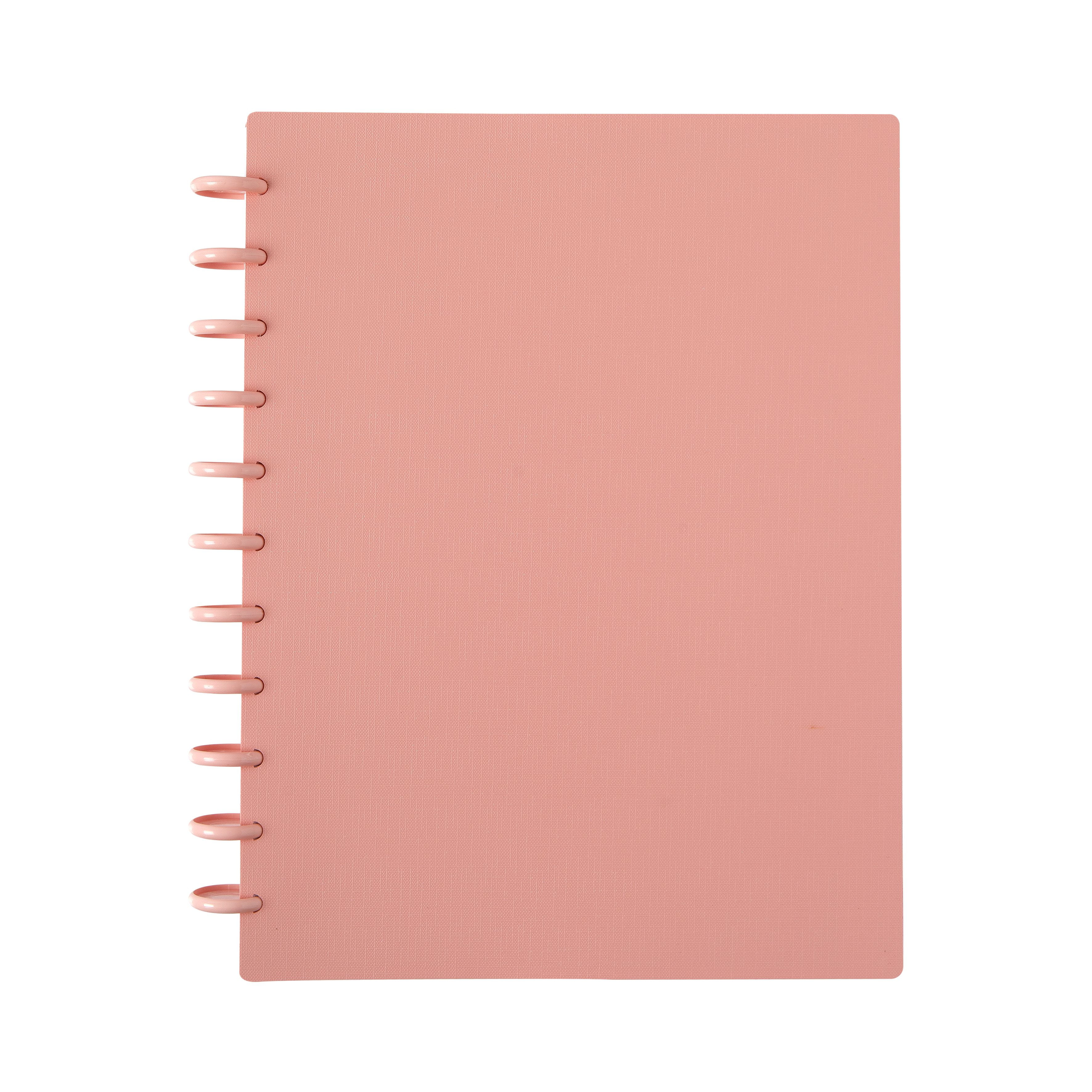 Talia Discbound Notebook,Ruled Paper, Fun Stickers, Tab Dividers, Junior, Salmon