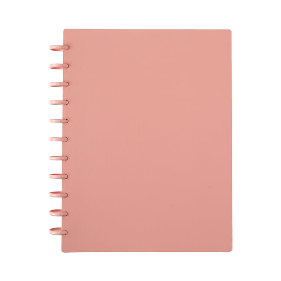 Talia Discbound Notebook,Ruled Paper, Fun Stickers, Tab Dividers, Junior, Salmon