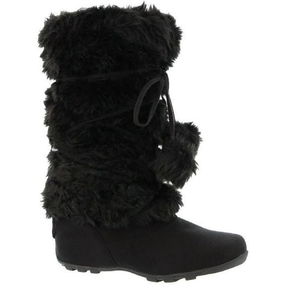Talia-Hi Women Mukluk Faux Fur Boot Mid Calf Winter Snow Black 10