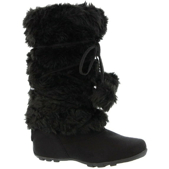 Talia-Hi Women Mukluk Faux Fur Boot Mid Calf Winter Snow Black 8.5