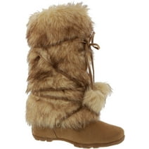 Talia-Hi Women Mukluk Faux Fur Boot Mid Calf Winter Snow Camel 11
