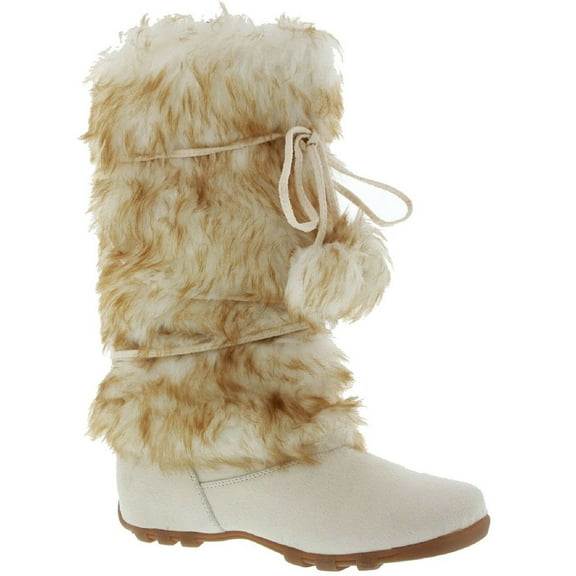 Talia-Hi Women Mukluk Faux Fur Boot Mid Calf Winter Snow Nude 9