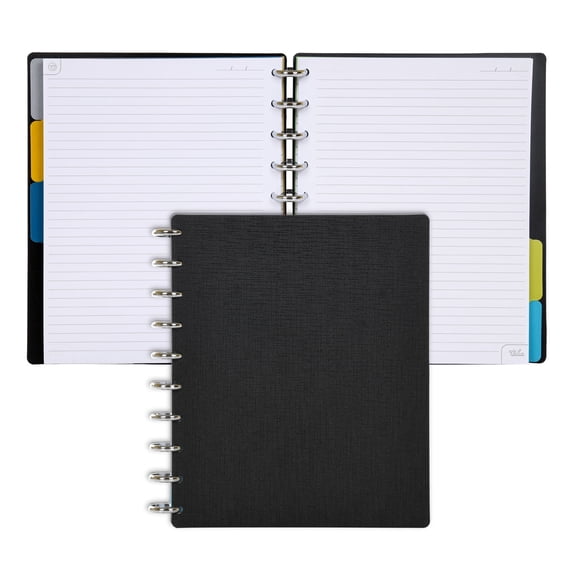 Talia Notebook Planner Customizable – 03229 (Black / Silver Disc, Midsize (7.5in x 9.75in)