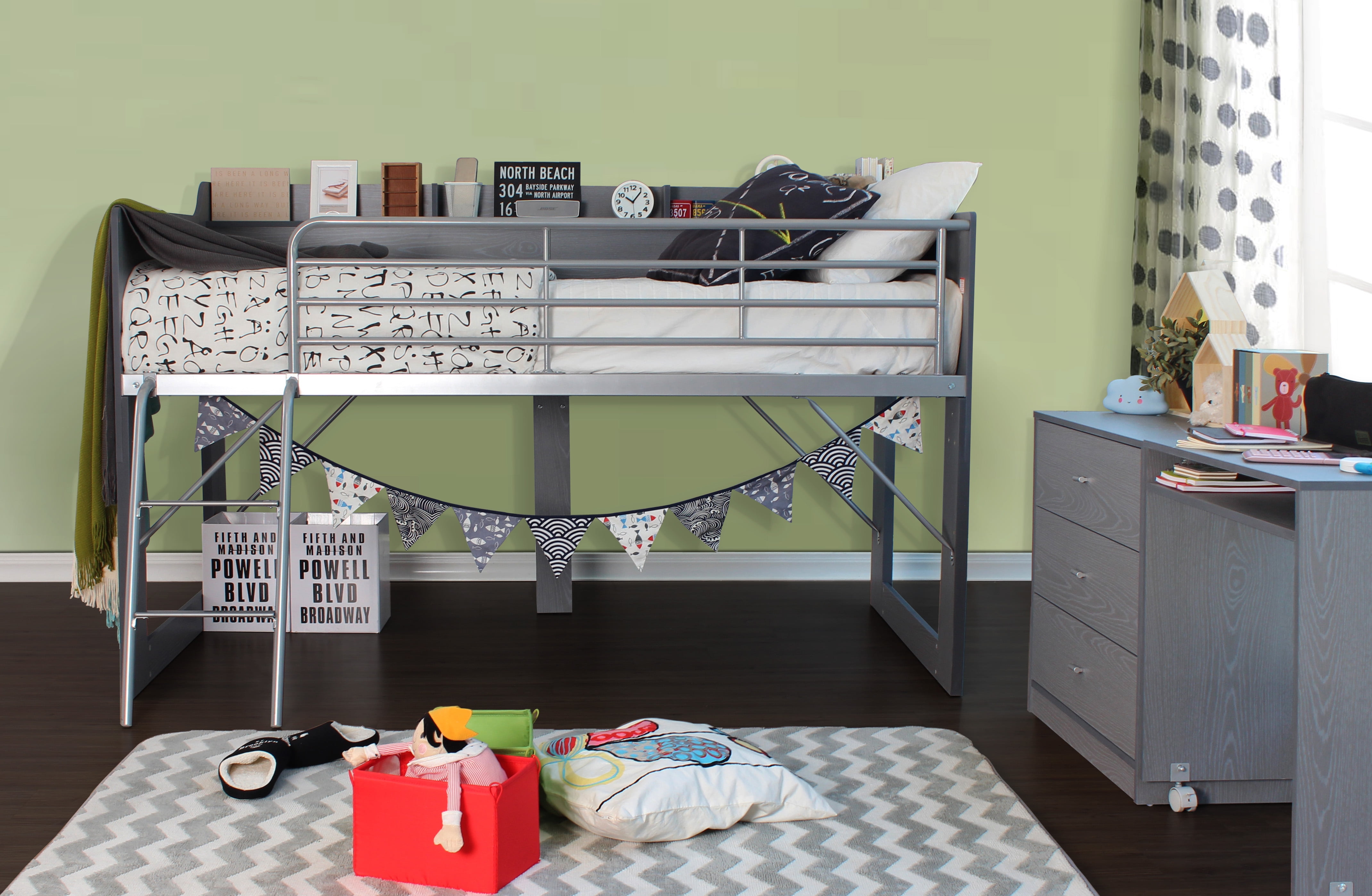 Talia Storage Loft Bed with a Desk, Multiple Colors