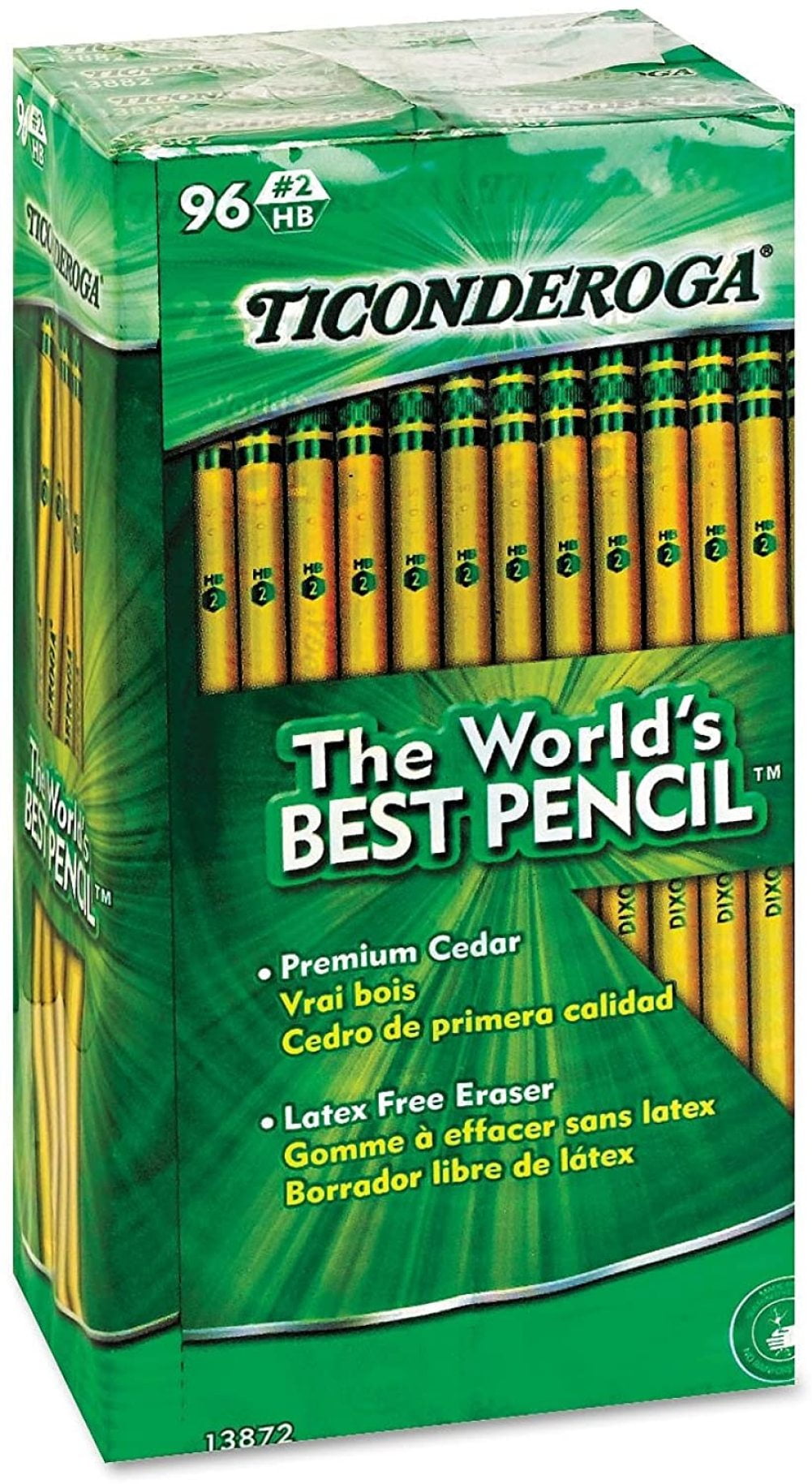 "TaliaPosy Ticonderoga Wood-Cased Graphite Pencils, 2 HB Soft, Yellow, 96 Count (13872) (2 Pack)"